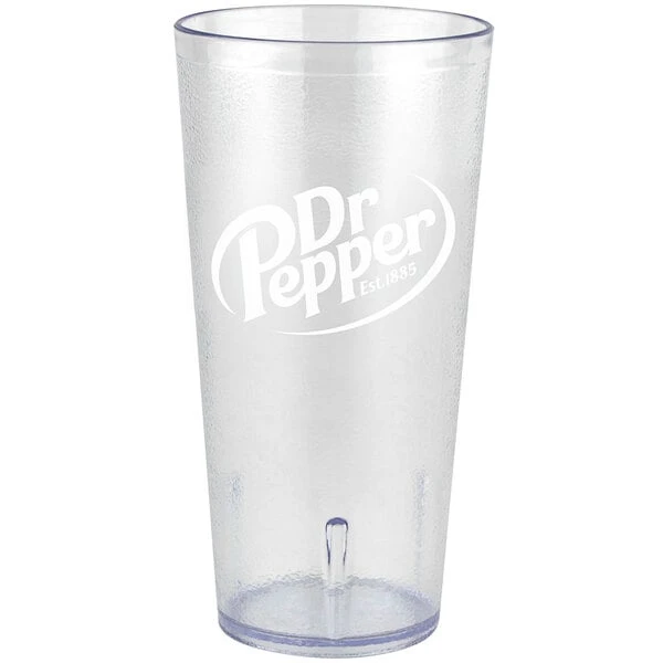 GET Enterprises GET 6624-C-DR 24 Oz. Clear Dr. Pepper® SAN Plastic Pebbled Tumbler - 72/Case