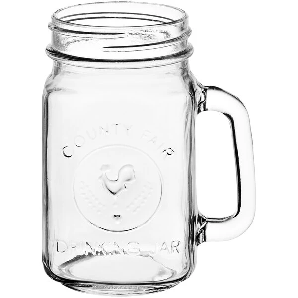 Acopa Rustic Charm 16 Oz. County Fair Drinking Jar / Mason Jar With Handle - 12/Case - Image 2