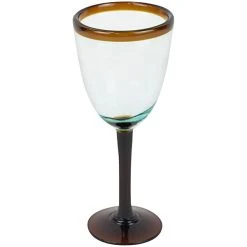 Kalalou 8 Oz. Recycled Wine Glass With Amber Rim And Stem - 6/Case