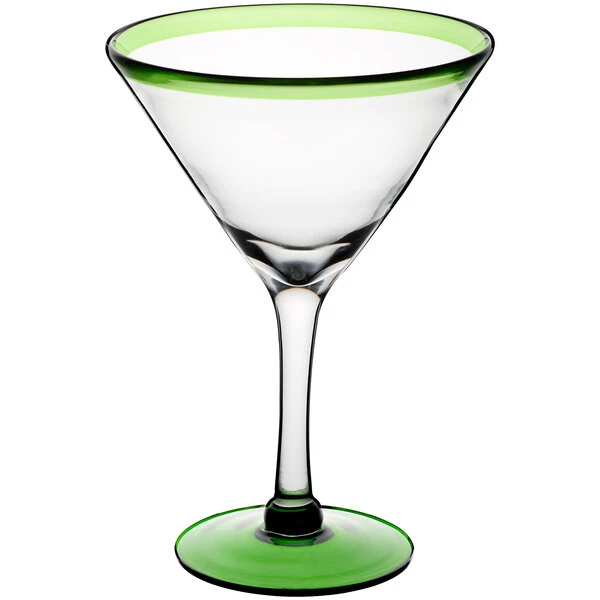 Acopa Tropic 24 Oz. Martini Glass With Green Rim And Base - 12/Case - Image 2