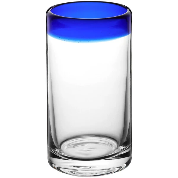 Acopa Tropic 16 Oz. Cooler Glass With Blue Rim - 12/Case - Image 2