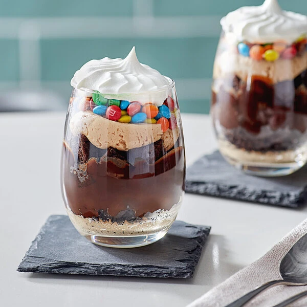 Acopa 9 Oz. Stemless Wine Glass With Slate Tasting Plate Set - 12/Case - Image 3