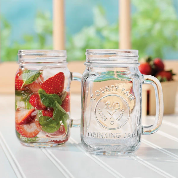Libbey 97085 16 Oz. County Fair Drinking Jar / Mason Jar With Handle - 12/Case - Image 5