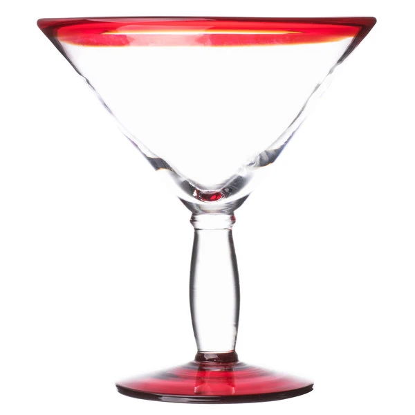 Libbey Aruba 24 Oz. Customizable Martini Glass With Red Rim And Base - 12/Case - Image 2