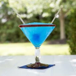 Libbey Aruba 24 Oz. Customizable Martini Glass With Red Rim And Base - 12/Case