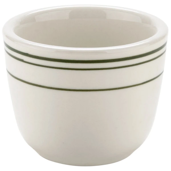 Tuxton TGB-045 Green Bay / 4.5 Oz. Green Band China Chinese / Asian Sake Tea Cup - 36/Case - Image 2