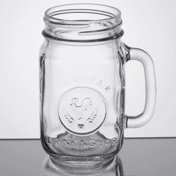 Libbey 97085 16 Oz. County Fair Drinking Jar / Mason Jar With Handle - 12/Case - Image 2