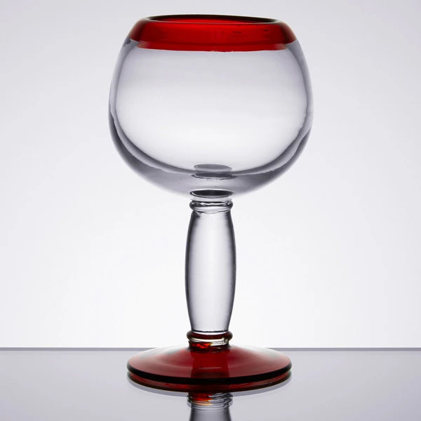 Libbey 92309R Aruba 16 Oz. Customizable Round Cocktail Glass With Red Rim And Base - 12/Case - Image 2